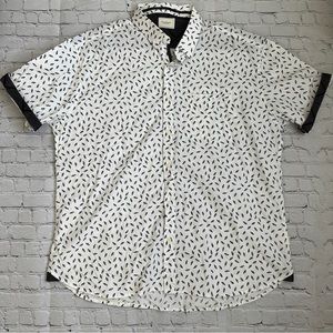 7 Diamonds Mens Button Up Shirt White Size XXL Short Sleeve